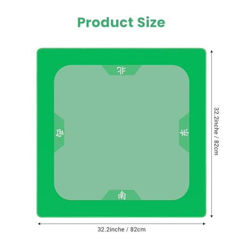 Mahjong Mat with Rules, 32.2 Inch Square Mahjong Mats for Table, Noise Reduction Mah Jong Mat, Rubber Anti-Slip Base for Board Games, Tiles Game & Dominoes Matcha Green - color: Matcha Green