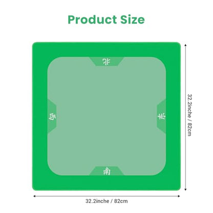 Mahjong Mat with Rules, 32.2 Inch Square Mahjong Mats for Table, Noise Reduction Mah Jong Mat, Rubber Anti-Slip Base for Board Games, Tiles Game & Dominoes Matcha Green - color: Matcha Green