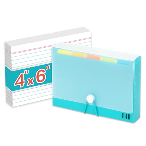 H4D 4x6 Index Card Case with 100 Heavyweight Ruled Index Cards and Dividers, Teal - color: Teal, size: 4"x6"