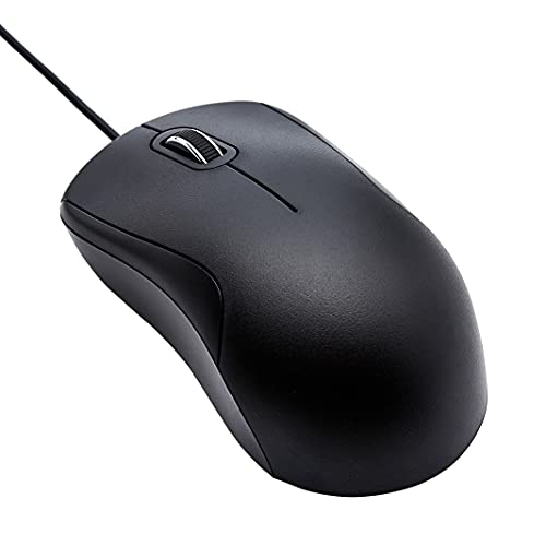 Amazon Basics 3-Button USB Wired Mouse with Precision Scroll Wheel, 1000 DPI, Ergonomic Grip, Plug and Play, 6-foot Cable, Black