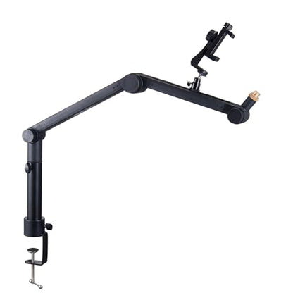 VEVOR Microphone Boom Arm, Adjustable Mic Stand with Cable Management, Desk Mount Clamp, Detachable Extension Rod, 3/8" to 5/8" Adapter, for Recording Studio Streaming Gaming Blue Yeti SM7B Audio - style: Mic Boom Arm + Extension Rod