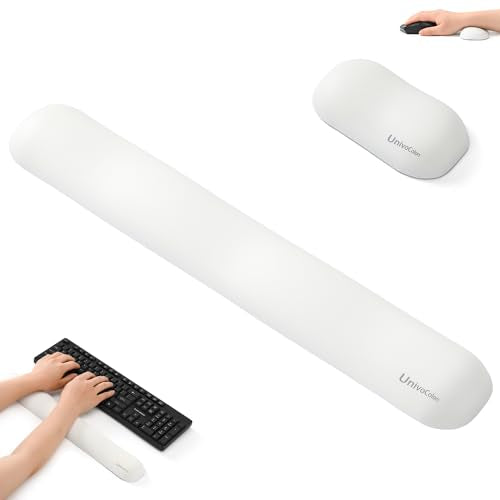 UnivoColors Design-Wave Set of Wrist Rest,Artificial Sheepskin+Memory Foam+Ergonomic+Anti-Slip Gel, Resilience Support During Work and Gaming,Keyboard Accessory,White - color: Kw_white, style: Keyboard Wrist Rest & Wrist Rest Suit