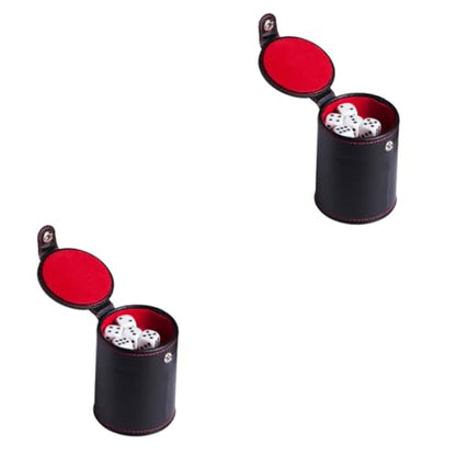 Abaodam 2sets Leather Dice Cup Lids Professional Dice Container and Pu Leather Material for Board Games and Family Fun Easy to Clean and Noise-reducing Design