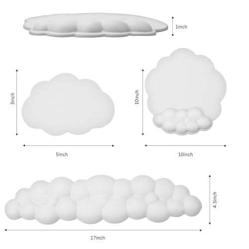 Cloud Keyboard and Mouse Wrist Rest Pad for Computer Arm Pain Relief- Ergonomic Wrist Support Mousepad with Non-Slip PU Base for Office, Gaming, and Home Use Anti-Fatigue(White) - color: White