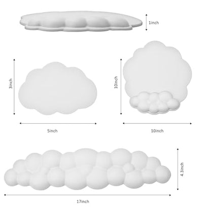 Cloud Keyboard and Mouse Wrist Rest Pad for Computer Arm Pain Relief- Ergonomic Wrist Support Mousepad with Non-Slip PU Base for Office, Gaming, and Home Use Anti-Fatigue(White) - color: White