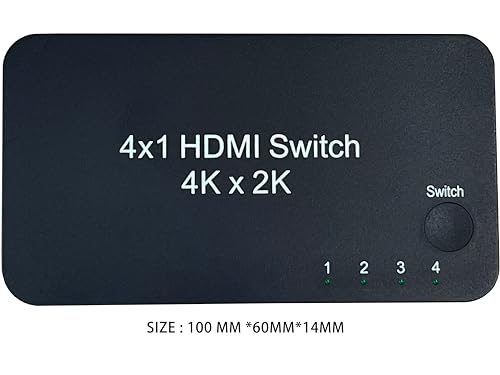 HDMI 4 in 1 Out switcher, 4K@60hz HDMI Switcher | Supports HDR, 3D, Dolby, Compatible with Laptops, PC, Xbox Series, PS5 / PS4, Projector,Compatible with Mac/Linux/Win