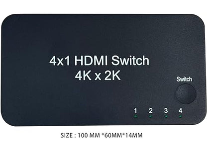 HDMI 4 in 1 Out switcher, 4K@60hz HDMI Switcher | Supports HDR, 3D, Dolby, Compatible with Laptops, PC, Xbox Series, PS5 / PS4, Projector,Compatible with Mac/Linux/Win
