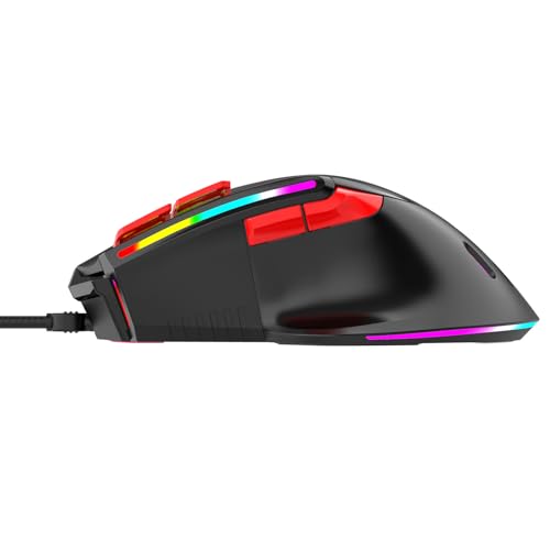 RGB USB Gaming Programming 6400DPI 9 Buttons Programmable Ergonomic for Mice PC Computer USB Gaming Programmable - color: Black