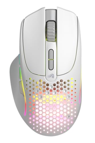GLORIOUS Gaming Model I 2 Wireless Gaming Mouse - Hybrid 2.4Ghz & Bluetooth, 75g Superlight, 9 Buttons (2 Swappable), RGB, PTFE Feet, MMO/MOBA/FPS, Long Battery Life, Side Thumb Rest - White - color: Matte White, size: Model I2 Wireless