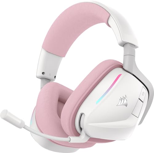 Corsair Void v2 Wireless Gaming Headset with Bluetooth for PC, PS5, PS4, Switch & Mobile – Dolby Atmos, Dual Wireless Multiplatform, Long Battery Life, Fast Charging – Pink - color: Pink