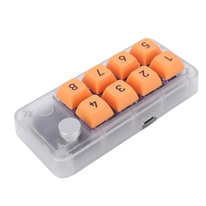 Zopsc Wired USB C Numeric Keypad, One Handed Macro Keyboard with 8 Programmable Keys, Hot Swap, Knob Control, for Gaming Design Work - color: Transparent