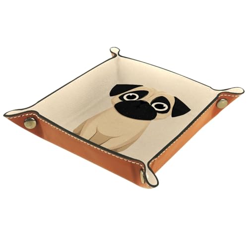 Cartoon Beige Dog Folding Leather Dice Tray for Rolling, RPG DND Table Desk Dice Holder Mat Rolling Tray for Tabletop Board Game, Suitable for 5e, Warhammer 40k, 8.1"x8.1" - color: Cartoon Beige Dog, size: 8.1" x 8.1" x 1.2"