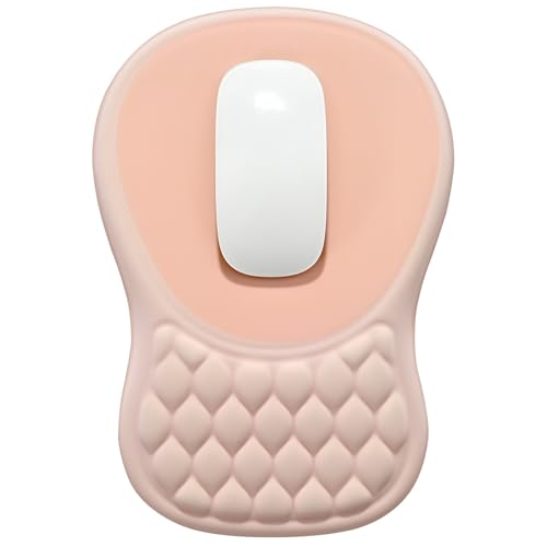 EooCoo Massage Ergonomic Mouse Pad with Dual-Slope Design Wrist Rest | Carpal Tunnel Relief, Memory Foam Wrist Rest, Non-Slip PU Base, Office Desk Accessories - color: Pink