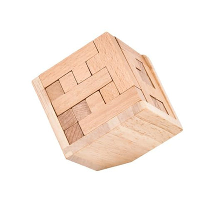 AHYUAN Wooden Brain Teaser Puzzles Cube Stocking Stuffers Wooden Puzzles T-Shaped Jigsaw Logic Puzzle Educational Games Toy for Kids and Adults (Coffee and Natural) - color: Coffee and Natural