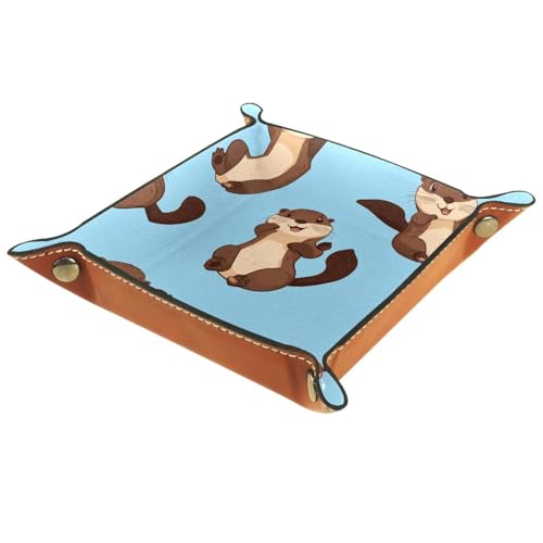 Dice Trays Otters Holder Storage Box for Dice Games Like RPG DND, Leather Dice Holder Portable Folding Rolling Dice Tray, 16x16cm - color: Multi 10
