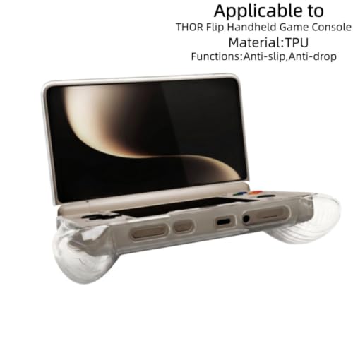 TEHAOUU Flip TPU Protective Case, Compatible with AYN THOR Handheld Game Console, Transparent Soft Shell, Full Wrap Portable Console Cover for Retro Game Travel Carry (Transparent) - color: Transparent