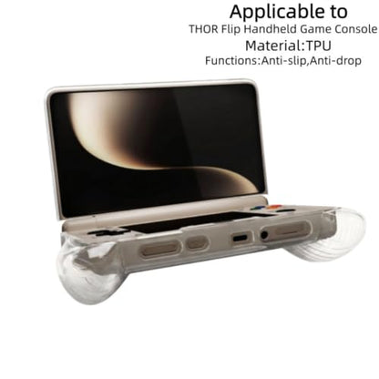 TEHAOUU Flip TPU Protective Case, Compatible with AYN THOR Handheld Game Console, Transparent Soft Shell, Full Wrap Portable Console Cover for Retro Game Travel Carry (Transparent Black) - color: Transparent Black