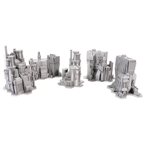 Tabletop Terrain 6mm Sci-Fi Cityscape Bundle 3 with Hexes for Miniatures Games Such as Epic Battletech Adeptus Titanicus (Bundle 3 with Hexes) - size: Bundle 3 with Hexes