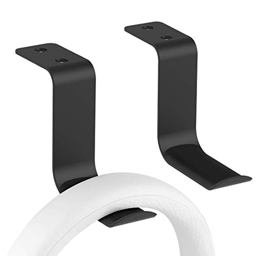 GEEKRIA Headphone Wall Mount Aluminum Headset Holder, Gaming Headset Headphone Hook Holder, Headphone Stand Hanger Wall Mount Under Desk for All Headphones Size (2Pcs / Z/Black)