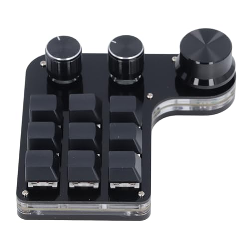 USB Mini Macro Mechanical Keypad with 9 Programmable Keys and 3 Control Knobs, Red Switches, RGB LED Backlit, Onboard Memory Storage, Wired Gaming and Industrial Controller for