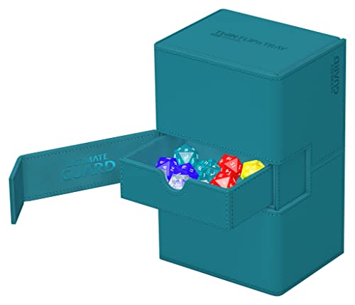 Ultimate Guard Twin Flip'n'Tray 160+, Deck Case for 160 Double-Sleeved TCG Cards + Dice Tray, Petrol, Independent Magnetic Closure & Microfiber Inner Lining - color: Petrol, size: 160+