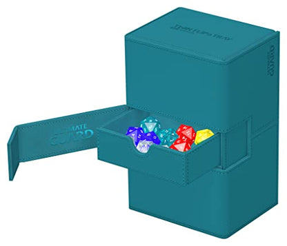Ultimate Guard Twin Flip'n'Tray 160+, Deck Case for 160 Double-Sleeved TCG Cards + Dice Tray, Petrol, Independent Magnetic Closure & Microfiber Inner Lining - color: Petrol, size: 160+