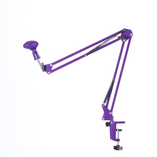 Desktop Microphone Boom Arm, Purple | Heavy Duty, Adjustable, Metal, Mic Stand - color: Purple