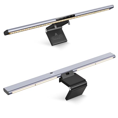 Syrinx 16.7" Monitor Light Bar, No Screen Glare USB LED Screen Lamp | 1200LM Eye Care Light, Touch & Gesture Control, Stepless Dimming, Compatible with Flat & Curved Monitors for Home Office - style: Minimalist