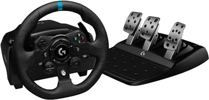 Logitech G923 Racing Wheel and Pedals, TRUEFORCE Force Feedback, Real Leather + Logitech G Driving Force Shifter - Xbox X|S, Xbox One, PC, Mac - Black - style: Xbox|PC