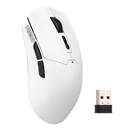 EPOMAKER Click Lite Wireless Gaming Mouse, 800 to 12,000 DPI Adjustable, PAW3311 Sensor, 500mAh, 59g, 2.4G/BT/USB-C Rechargeable Wireless Mouse with 5 Programmable Buttons for PC/Mac/Linux (White) - color: White