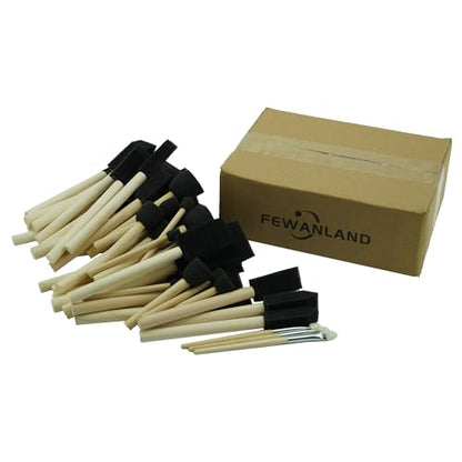 50pcs Foam Brush and Round Foam Brush Set with High Density Foam for Multi Project (5/16", 1/2", 3/4", 1", 1-1/2", 2") - size: 5/16"-2" assorted 50pcs
