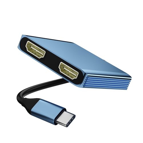 HDMI Splitter Extended Display, USB C to Dual HDMI Adapter 4K@30Hz, Dual Monitor Adapter for Extended Display with 2 HD MI/USB3.0/100W PD Fast Charging, Compatible with HP/Dell/MacBook/Lenovo