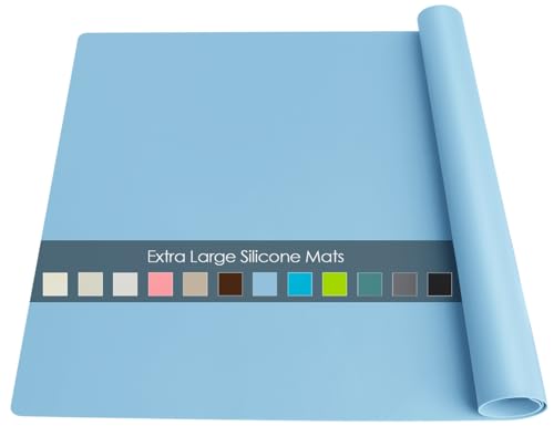 Extra Large Silicone Mats, Food Grade & Thick Silicone Pad Table Mat for Crafts, Kids Placemat, Silicone Heat Resistant Mat Kitchen Counter Mat for Baking Pastry, 23.6''x15.75'' Light Blue, 1Pack - color: 04-light Blue, size: 23.6"L x 15.7"W