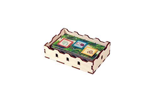 The Broken Token Game Organizer Compatible with The Castles of Burgundy - Wooden Game Organizing Box with Multiple Trays
