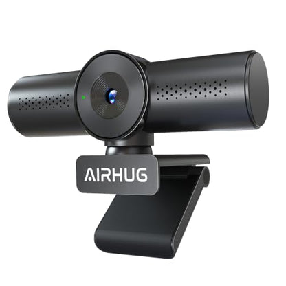 AIRHUG 2K 60fps Streaming Webcam with Dual Mics & Privacy Cover | Sony 8MP Sensor, PDAF Autofocus, 60° Focused View, Plug & Play for Online Meetings