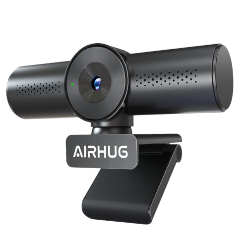 AIRHUG 2K 60fps Streaming Webcam with Dual Mics & Privacy Cover | Sony 8MP Sensor, PDAF Autofocus, 60° Focused View, Plug & Play for Online Meetings