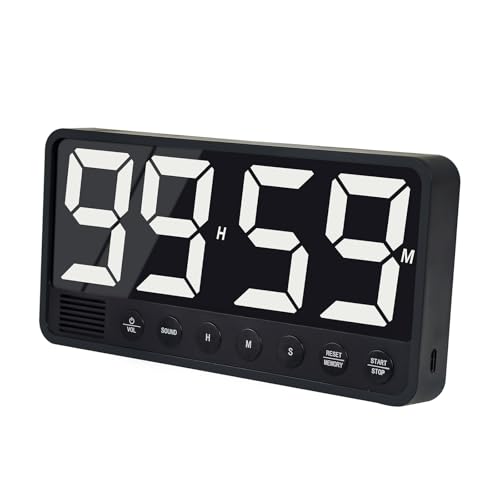 Digital Kitchen Timer with 7.1” Extra Large Display, Rechargeable Magnetic LED Countdown/Up Memory Timer with 6 Alarms & 4 Volume Levels for Cooking, Classroom, Office, Home Gym (Black) - color: Black