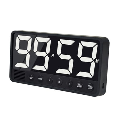 Digital Kitchen Timer with 7.1” Extra Large Display, Rechargeable Magnetic LED Countdown/Up Memory Timer with 6 Alarms & 4 Volume Levels for Cooking, Classroom, Office, Home Gym (Black) - color: Black
