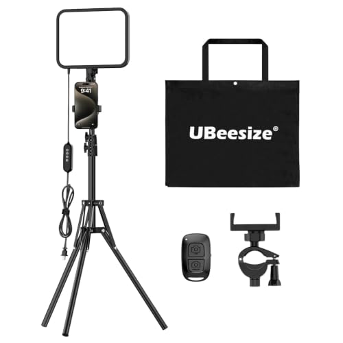 UBeesize 1-Pack LED Video Light Kit with Tripod & Phone Holder | 3000–6500K Dimmable Lighting for Makeup, Gaming & Streaming - size: 12.5in, style: 1-Pack