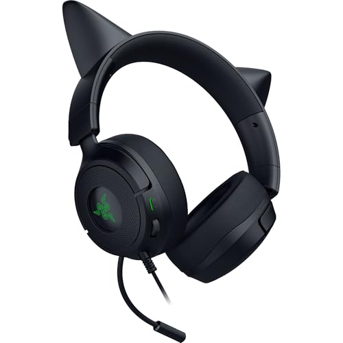 Razer Kraken Kitty V3 X Wired Gaming Headset, Kitty Ears, Black | HyperClear Cardioid Mic, 40 mm Drivers, 7.1 Surround Sound, Comfy Ear Cushions, Cross-Platform via 3.5mm PC, PS5, Xbox - color: Black