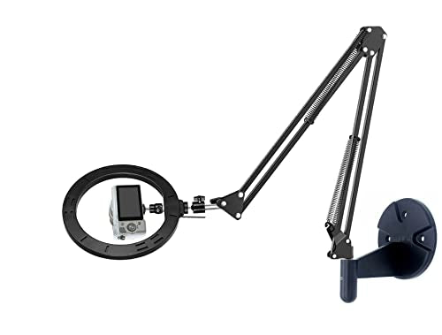 Ring Light Wall Mout Phone Holder, 10'' Ring Light with Wall Folding Arm Compatible with iPhone 15 14 13 12 11 Xr Xs X 9 8 7 Plus and Samsung Cell Phones and Webcams