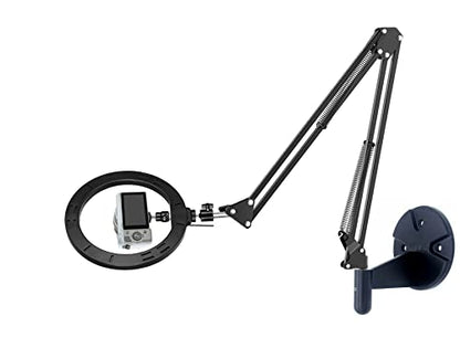 Ring Light Wall Mout Phone Holder, 10'' Ring Light with Wall Folding Arm Compatible with iPhone 15 14 13 12 11 Xr Xs X 9 8 7 Plus and Samsung Cell Phones and Webcams