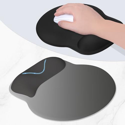 ITNRSIIET Ergonomic Mouse Pad with Wider Memory Foam Wrist Rest +17% - Curved Cushion Reduces Pressure 20%, Pain Relief, Non-Slip, Smooth, Cute Colors, 9.85 x 9 in, Gray Gradient - color: Gray Gradient