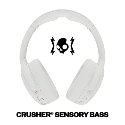 Skullcandy Crusher Evo Wireless Bluetooth Headphones with Multi-Sensory Bass, Noise Isolating Over-Ear Fit, Up to 40 Hours Battery, Microphone for iPhone Android - Bone - color: Bone