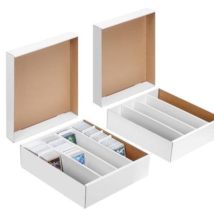 2/4-Pack Trading Card Storage Box | 3200 Count Baseball Card storage box with Dividers Storage for Sports football basketball organizer box Cardboard bulk - size: 4-Pack