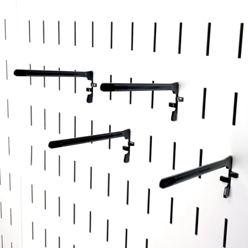 Wall Control Paint Brush Hook and Thread Spool Holder Storage Organizer Pegs Metal Pegboard - (4) Pack of Narrow 3.5-Inch Reach Slotted Peg Hooks for Paint Brushes and Spools (Black) - color: Black