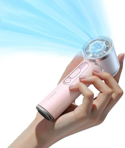 TORRAS COOLiFY iva Handheld Fan with Ice Cooler, [Chill by 50°F], 0-100 Adjustable Speed, Super Mini Powerful Portable Fan 4900mAh Rechargeable, Hand Fans, Gifts for Women, Pink - color: Pink