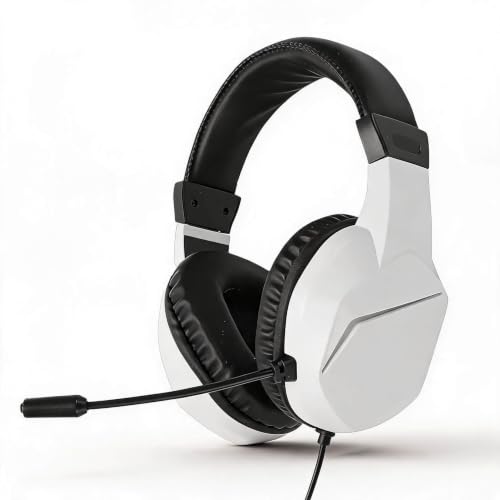 Wired USB Gaming Headset for PC with 7.1 Surround Sound, RGB Lighting Noise Cancelling Mic 40mm Driver Memory Foam Cushion Over Ear Headphone with Mute (White) - color: White