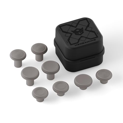 HEXGAMING 8-Pack Replacement Thumbsticks Caps, Quantum Gray | 2 Height, Domed & Concave Grips, for Phantom & Ultimate Pro Controllers, Base Part NOT Included - color: Quantum Gray
