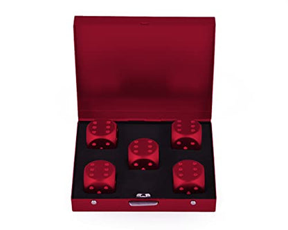 DS.DISTINCTIVE STYLE Aluminum Alloy Dice 5 Pieces 16mm Portable Metal Dices with Case 6 Sided Dice for Party Game - color: Red, style: Square